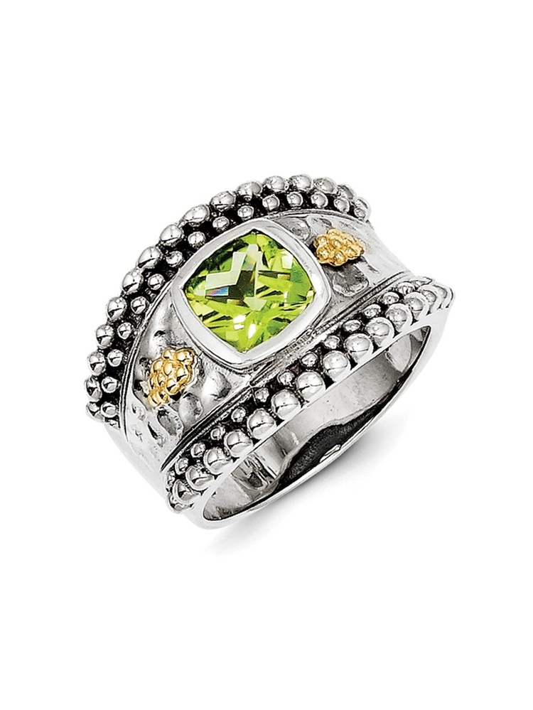 14K Yellow Gold with Peridot Ring Size-8 by
