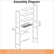 Biemlerfn Over The Toilet Storage Shelf, 4-Tier Wooden Bathroom Organizer Adjustable Saver Space Rack with Toilet Paper Holder, Pure White