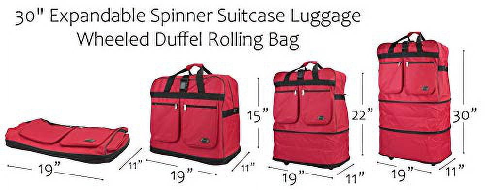 30" Foldable Rolling Duffel Bag, Red