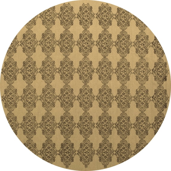 Ahgly Company Indoor Round Abstract Brown Contemporary Area Rugs, 3' Round