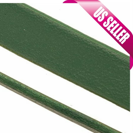 - Dark Green Full-Grain Flat Leather Cord For Slider Beads 10x2.5mm 7.8in-, Custom Cut Length Available