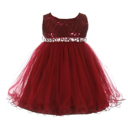 Baby Girls Burgundy Sequin Stone Lace Tulle Sleeveless Occasion (Best Post Baby Dresses)
