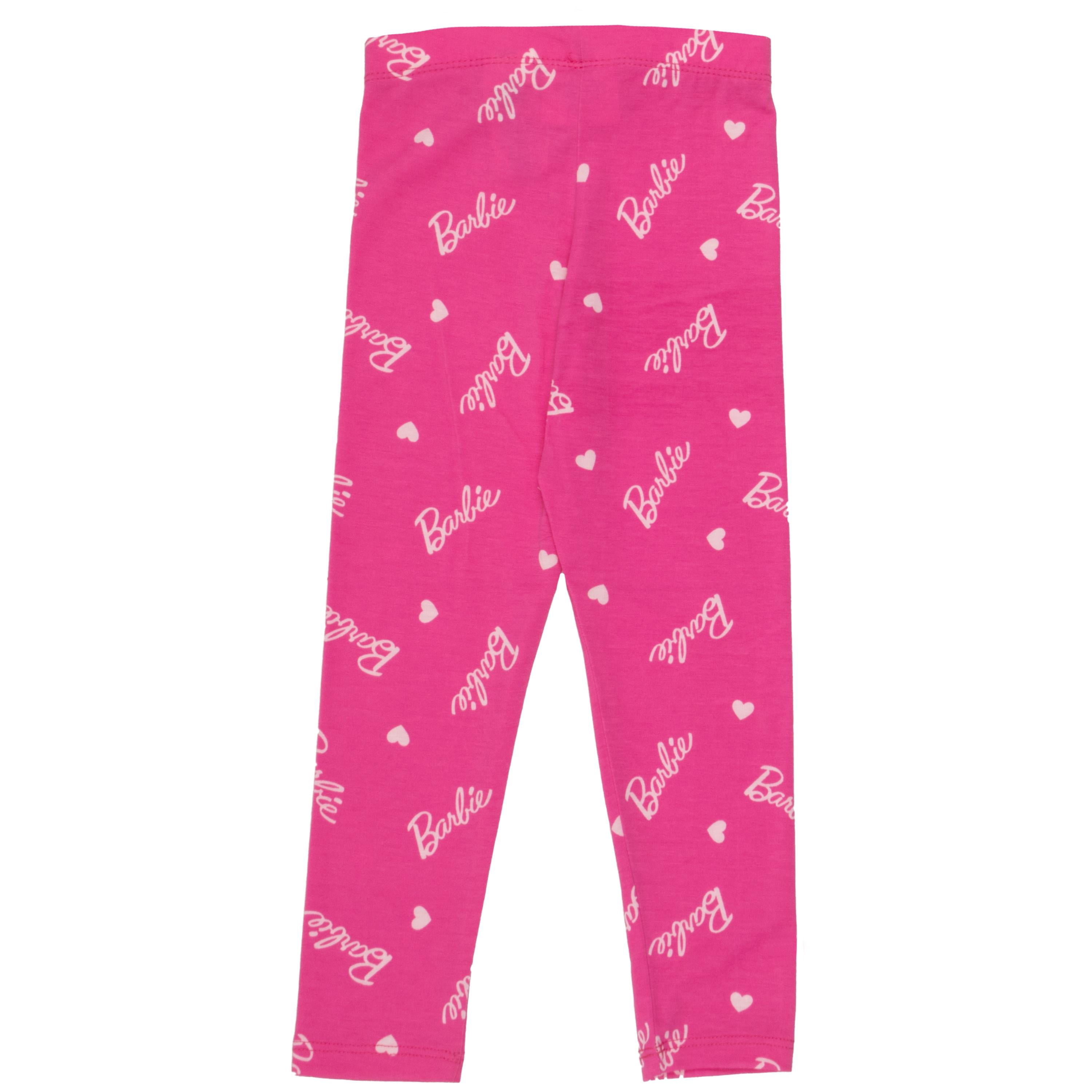 Barbie Girls Short Sleeve T-Shirt & Leggings Set, Short Sleeve Tee and Leggins 2 Piece Set for Girls (2T-6)