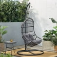 thumbnail image 2 of Christopher Knight Home Lombard Rattan Hanging Chair by  - 400 lb limit Light Brown + Black + Beige, 2 of 5