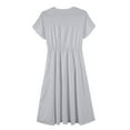 thumbnail image 6 of UoCefik Women's Summer Short Sleeve Maxi Dress 2025 Casual Crewneck Pleated A Line Flowy Long Dresses with Pockets Light Gray L, 6 of 6
