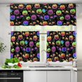 thumbnail image 3 of Halloween Pumpkin Bat Kitchen Curtains with Valance and Tier Sets, 3 Piece Vintage Farmhouse Short Tier Curtain for Kitchen Living Room, 3 of 6