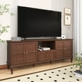 thumbnail image 2 of HLR Mid Century 67" TV Stand, for TVs up to 75", Living Room Entertainment Center with 4 Door Storage Cabinet, Brown, 2 of 11