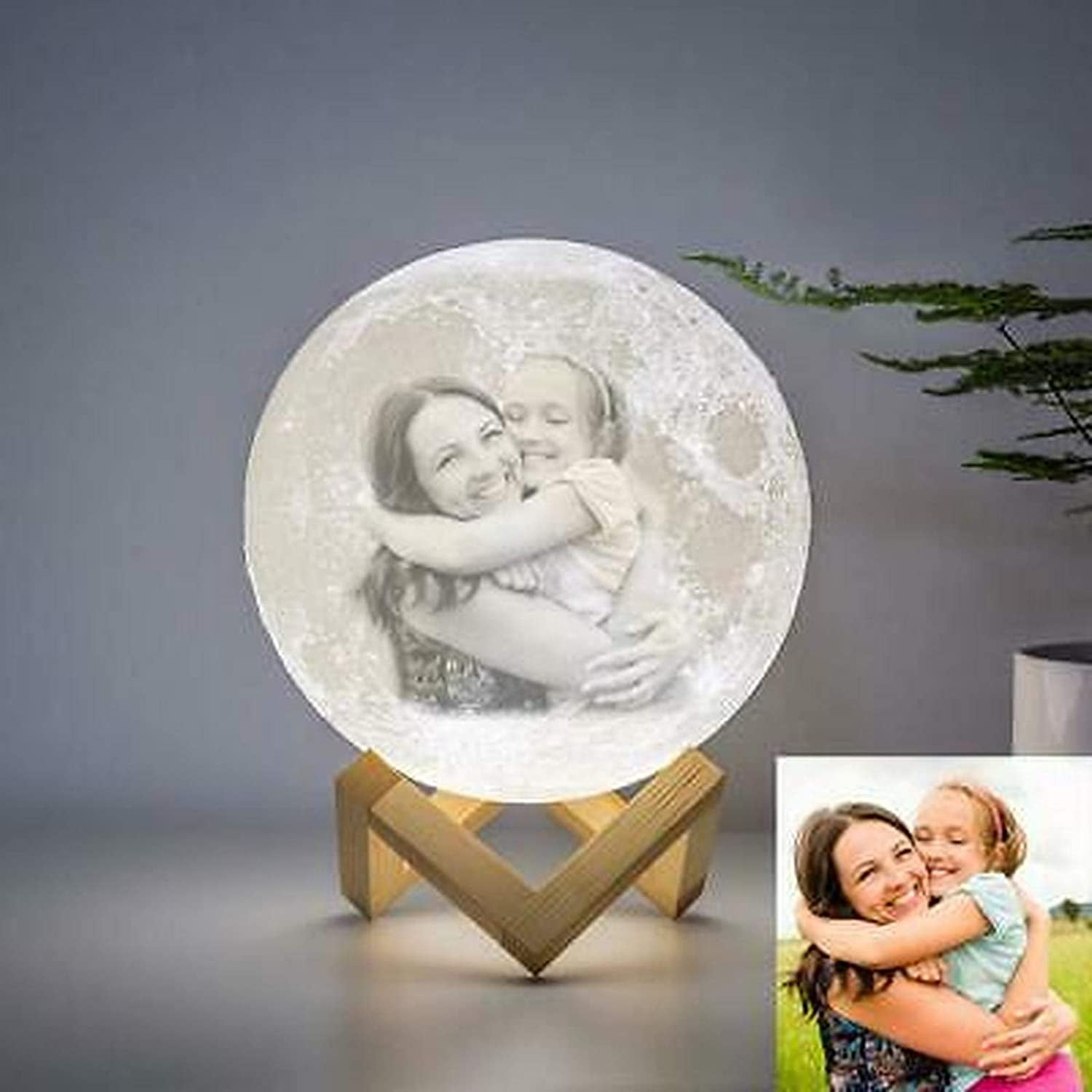 3D Printed Custom Photo Personalized Moon Night light Lamp Christmas Gift 