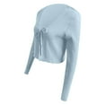 thumbnail image 5 of FRSASU Women's Shrug Sweaters Tie Front Long Sleeve Knit Open Front Cropped Cardigan Sky Blue, 5 of 6