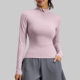 thumbnail image 6 of thefmos Women's Half Zip Athletic Top Long Sleeve Slim Fit Solid Color Pullover Tops Running Yoga Gym Workout Outfit, Pink XL, 6 of 8