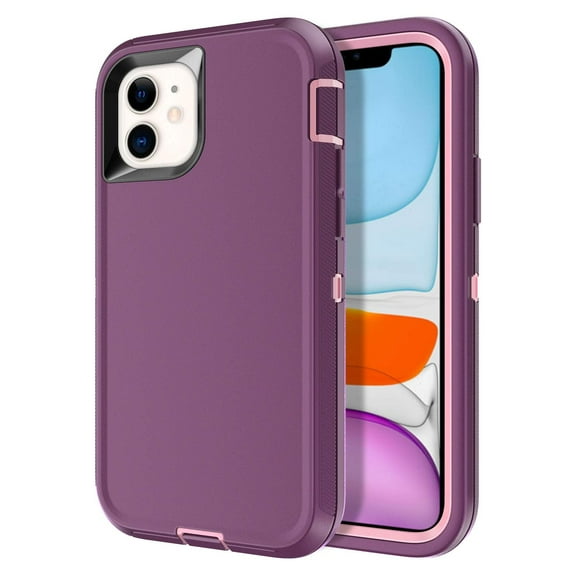 Petocase for iPhone 11 Case,Heavy Duty Rugged Shockproof Dust/Drop Proof 3-Layer Full Body Protection Durable 6.1 inch Phone Case,Night Purple/Pink
