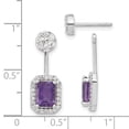 thumbnail image 5 of 14K White Gold Plated Diamond & Amethyst Dangle Earrings, 5 of 5