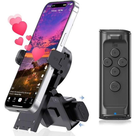 DUSKEEP Click to See Full View Remote Control Scrolling for Tiktok with Phone Stand,Page Turner for Kindle App E-Book,Bluetooth Camera Shutter Remote for IPhone, Android,iOS,iPad,Tablet
