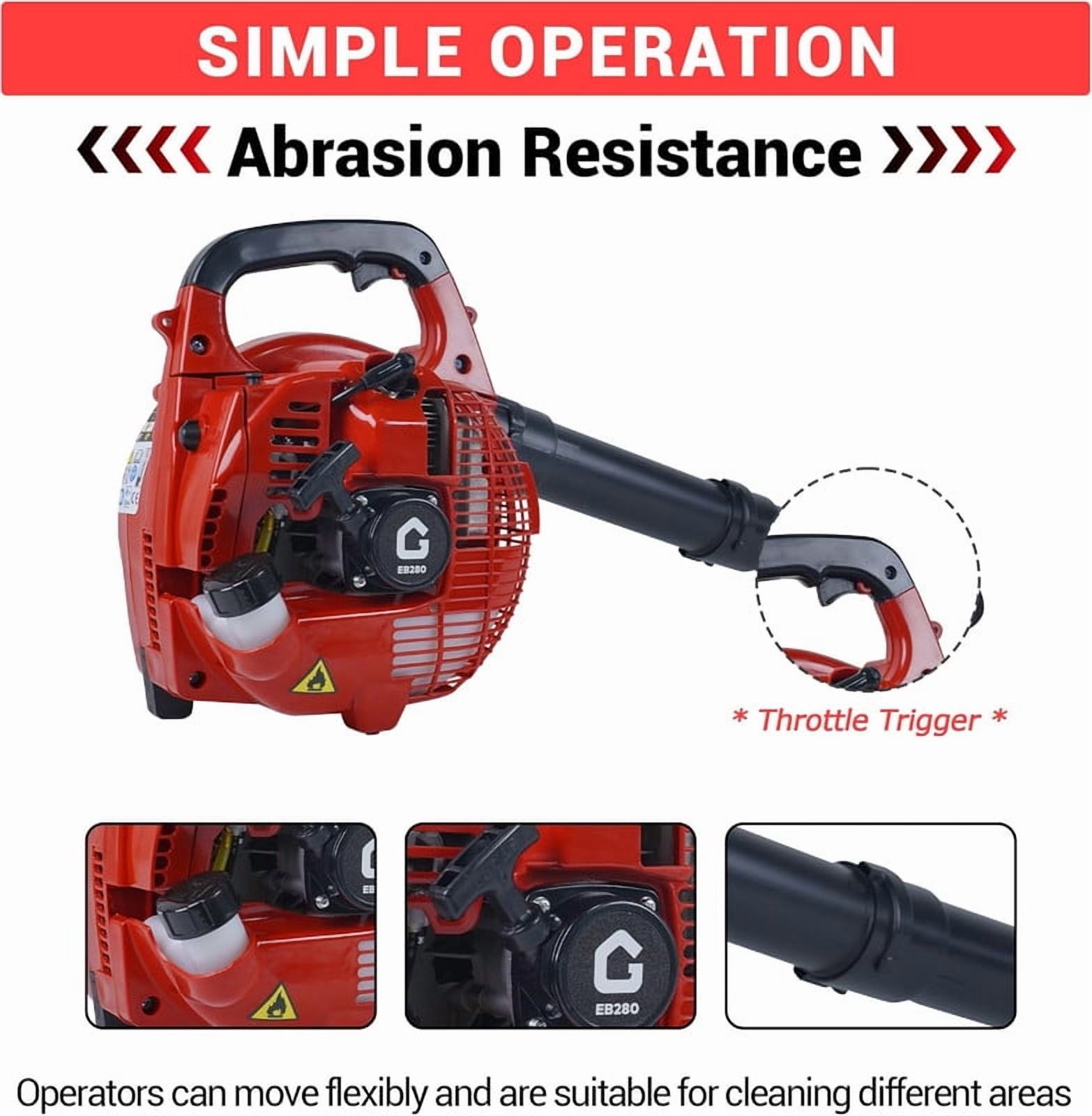 Towallmark Cordless Leaf Blower, 28CC 490-CFM 180-MPH Electric Leaf Blower with Battery - Gas-Powered Alternative for Lawn Care & Snow Removal - Handheld Leaf Blower Vacuum with Backpack Strap