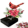 thumbnail image 2 of Ambesonne Poinsettia Jigsaw Puzzle Durable Cardboard, Xmas Watercolor Bird, 1000 pcs, Coral Vermilion Green, 2 of 5