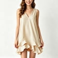 thumbnail image 3 of YuXingFu formal Dresses for Women Mini V-Neck Plus Size Womens Dress Sleeveless for Home Casual Summer Beige XXXL, 3 of 8