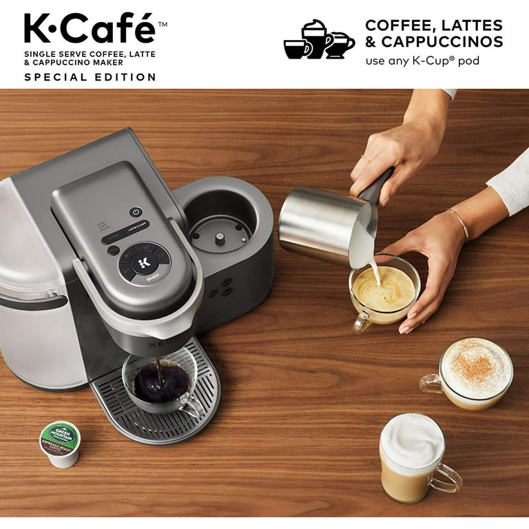 Keurig K-Cafe Special Edition Coffee Maker, Single Serve K-Cup Pod Coffee,  Latte and Cappuccino Maker, Comes with Dishwasher Safe Milk Frother, Coffee  Shot Capability, Nickel 