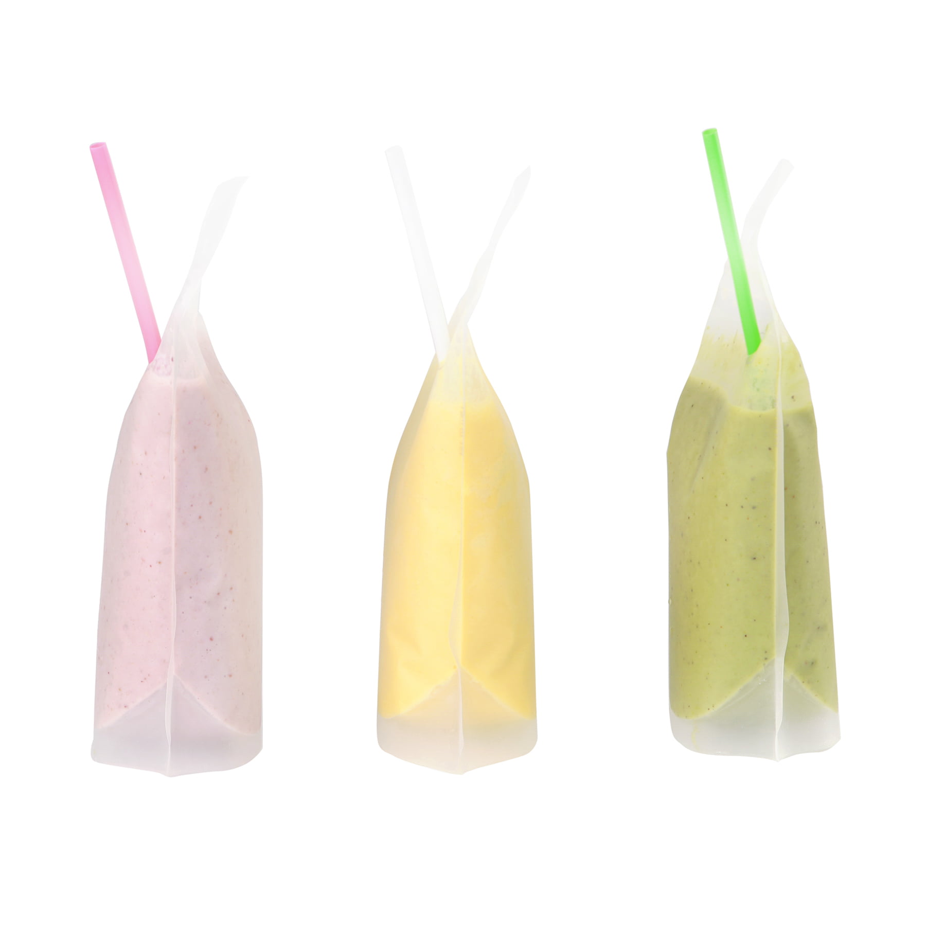 100PCS Drink Pouches with Straw Smoothie Bags Juice Pouches with 100 Drink  Straws, Heavy Duty Hand-Held Translucent Reclosable Ice Drink Pouches Bag  by C CRYSTAL LEMON 