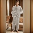 thumbnail image 2 of Nightgowns For Men Home Plush Can Be Worn Out In Winter With Warm Pockets Set Brown Sleepwear XXXL, 2 of 8