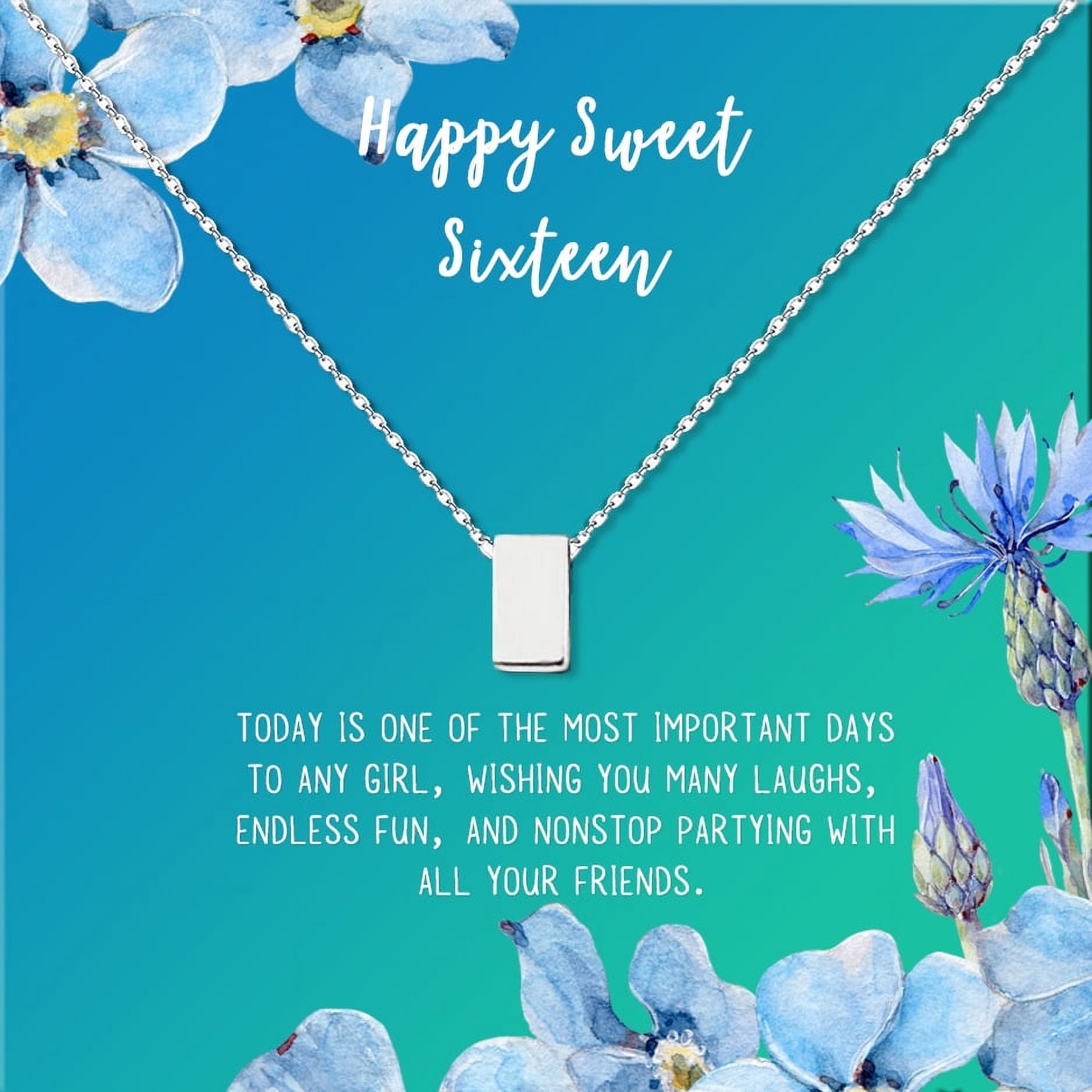 Anavia Happy Sweet Sixteen Necklace, 16th Birthday Card Gift, Daughter Birthday Present, Sweet 27 necklace for Girl-[Rose Gold Infinity Double Ring, Bright Blue Gift Card]