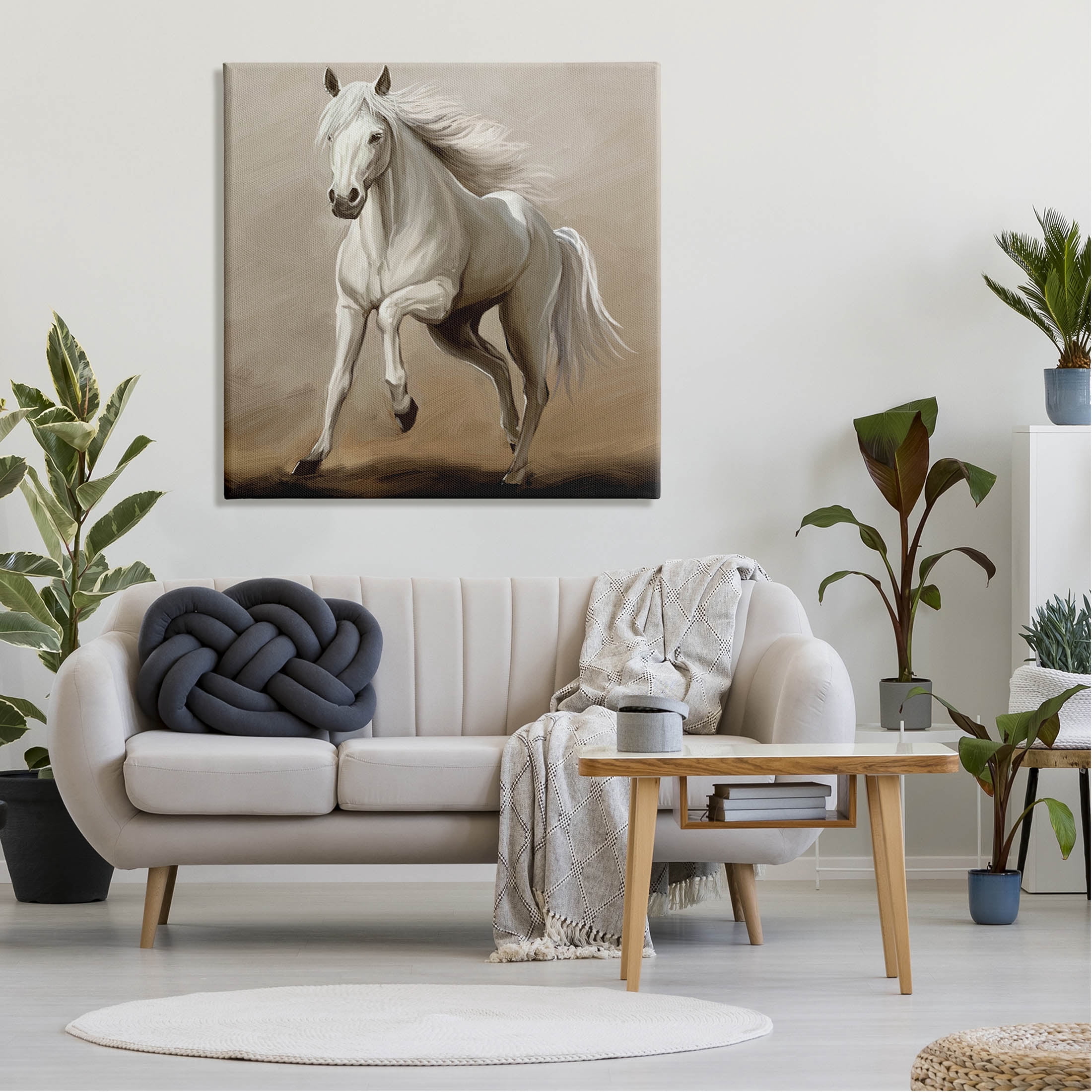 Stupell Industries Galloping Horse White Stallion Painting Gallery Wrapped Canvas Print Wall Art, Design by Ziwei Li