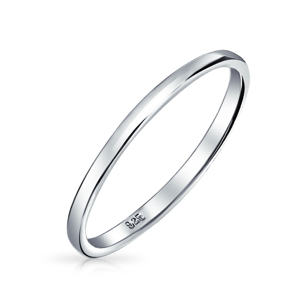 925 Sterling Silver Plated 1mm Thin Plain High Polish Comfort Fit Wedding Ring 
