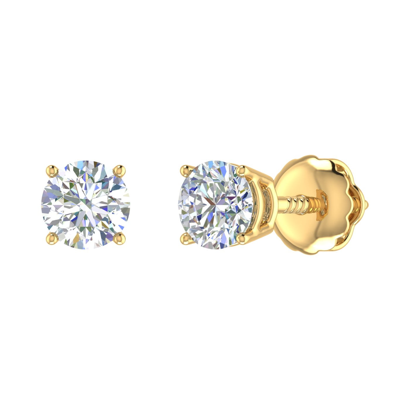 1 Carat 4Prong Set Diamond Stud Earrings in 14K Yellow Gold (Screw