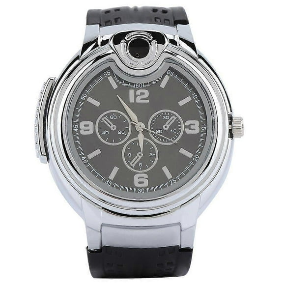 Cigarette Cigar Lighter Watch Quartz Watch Refillable Butane Lighter Watch Black