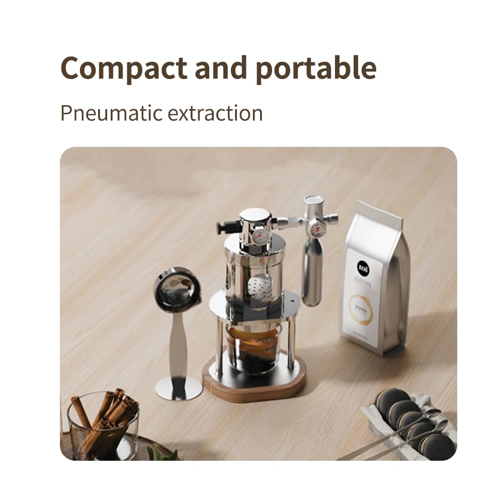 Portable Pneumatic Coffee Machine, Manual Air Pressure Espresso Maker, Compact for Camping Travel & Home Use, with Pressure Gauge, 58mm Portafilter