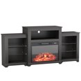 thumbnail image 3 of EROMMY 70" Fireplace TV Stand, Media Entertainment Center for TVs up to 80" Energy Efficient Heater with Remote Control and 16 Color Light Strip, Black, 3 of 6