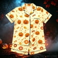 thumbnail image 2 of Kids Halloween Pajamas Size 3-4 Years Casual Homewear Short Sleeve Lapel Top with Shorts Soft Boys Pjs Yellow, 2 of 3