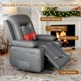 thumbnail image 5 of Power Lift Recliner Chair for Elderly, PU Leather Electric Recliner Sofa with Heat & Massage, Remote, Overstuffed Armrests, Side Pocket, for Living Room or Bedroom, MS Grey, 5 of 7