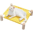 thumbnail image 2 of Wooden Cat Hammock Elevated Cooling Bed Portable Pet Cot with Washable Cotton Sheets Pine Pet Bed for Cats and Small Dogs | Easy to Assemble, 2 of 5