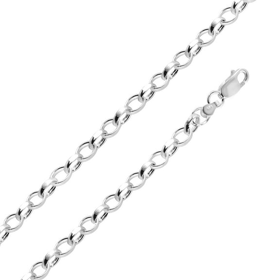 Sterling Silver 925 Flat Wire Diamond-Cut Rolo Cable 060 Chain 2.8mm Italy 16" Jewelry Female Unisex