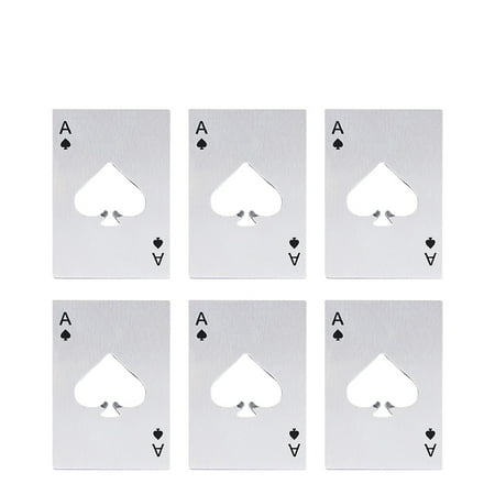 

6Pcs Casino Bottle Opener Poker Shaped Stainless Steel Credit Size Opener