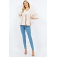 thumbnail image 3 of Celeste Women's S-3X Empire V-neck Top with Flowy Design with Ruffle Sleeves Made in USA, 3 of 5