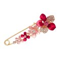 thumbnail image 1 of Brooch Pin 3D Flower Decor Scarf Pin with Rhinestone Inlay Thick Stable Lock Anti-exposure Suits Coats Sweaters Pin, 1 of 8