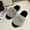 grey, variant on Women's Winter Metal Chain Fluffy Slippers Fashionable Warm Plush Slippers Flat Heel Slip-on Sandals