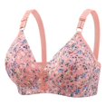 thumbnail image 2 of Floral Print Wireless Lace Bra for Women Adjustable Strap Breathable Comfort Daisy Bra No Underwire Jelly Bras, 42, 2 of 4