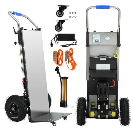 IMIKEYA Black Electric Stair Climbing Hand Truck, Iron Stainless Steel, Efficient for Heavy Furniture Moving