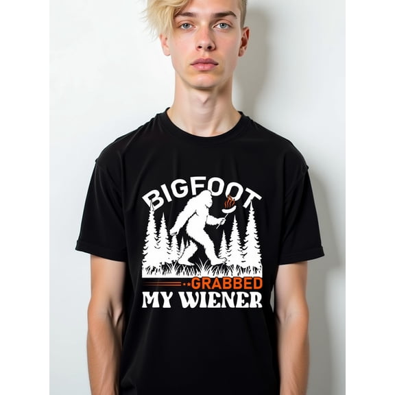 Bigfoot Grabs My Wiener Tee Mens t shirts black graphic tees 2026 Hip-hop streetwear Stylish summer outerwear Fashion Unisex Shirt Graphic Tee tshirts