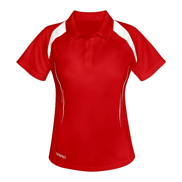 Spiro- Polo para deportes de equipo para mujer (Rojo/Blanco)