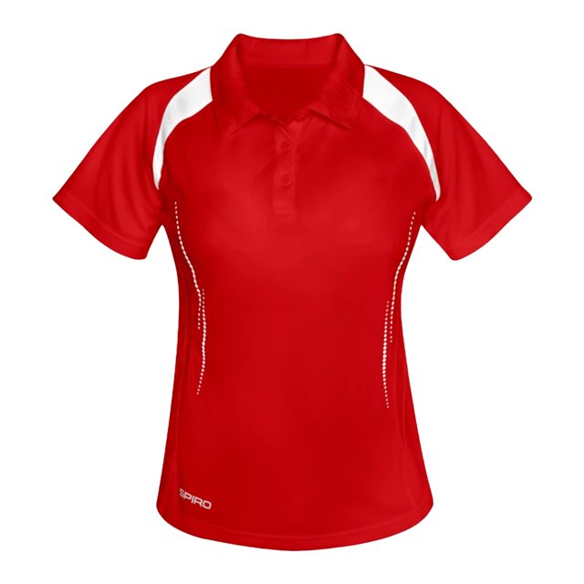 Spiro- Polo para deportes de equipo para mujer (Rojo/Blanco)