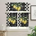 thumbnail image 2 of Kitchen Curtains and Valance Set Tier Curtains Vintage Style Black White Plaid Summer Farm Lemons Semi Sheer Curtains for Living Room, Rod Pocket Tiers and Valances for Windows, 3 Piece Set, 2 of 5