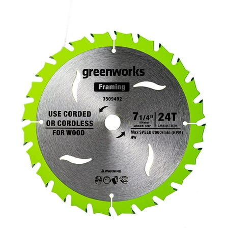 Greenworks 7-1/4 in. 24T Framing Circular Saw Blade, 3509402