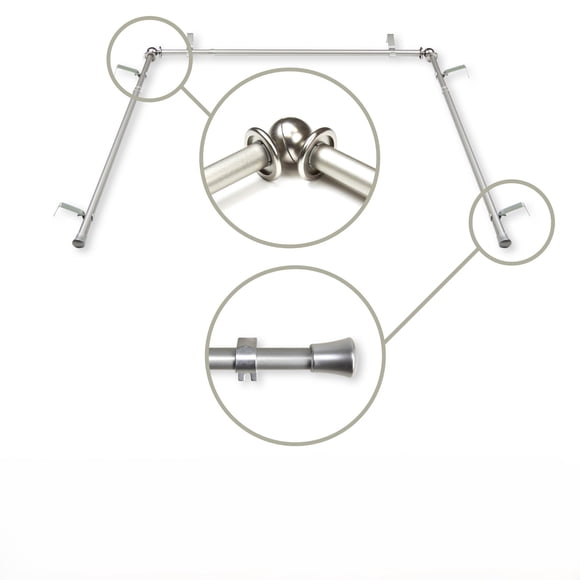 Barra de cortina ajustable para ventana salediza, color plateado, 144 cm, Basic