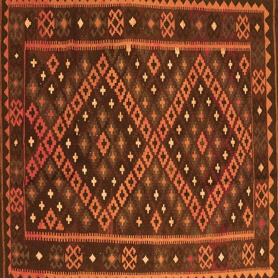 Ahgly Company Indoor Square Southwestern Orange Country Area Rugs, 8' Square