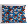 thumbnail image 1 of Sugar Skull Pillow Sham Retro Style Mexican Cultural Pattern on Polka Dots Rose Bouquets Skeletons, Decorative Standard King Size Printed Pillowcase, 36 X 20 Inches, Multicolor, by Ambesonne, 1 of 2