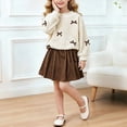 thumbnail image 2 of ZIXKCGDSE Girls Fall Outfits Crewneck Bow Long Sleeve Tops and Skirt Kids Cute Clothing Set Size 6 Years, 2 of 5