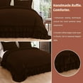 thumbnail image 5 of D.N.G. BEDDINGS 5 Piece Luxury 5 Inch Two Layer Ruffle Comforter Set Premium Super Soft, 800 TC, 100% Egyptian Cotton, Super Soft, Oversized Super King Size Chocolate Color, 5 of 7